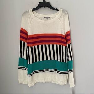 NY Collection Women’s Crew Neck Geometric Knit Color Block Sweater size XL